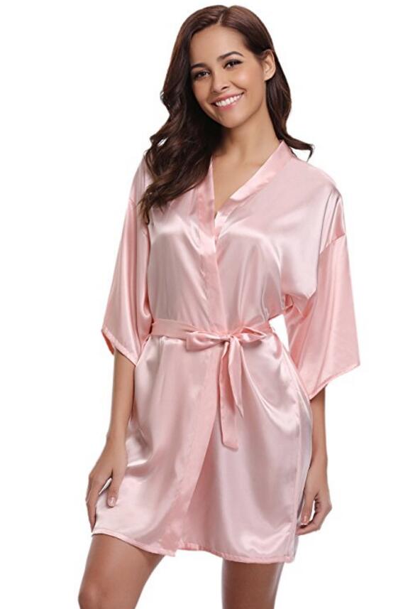 New Silk Kimono Robe Bathrobe Women Silk Bridesmaid Robes