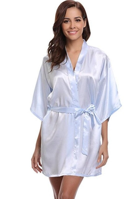New Silk Kimono Robe Bathrobe Women Silk Bridesmaid Robes