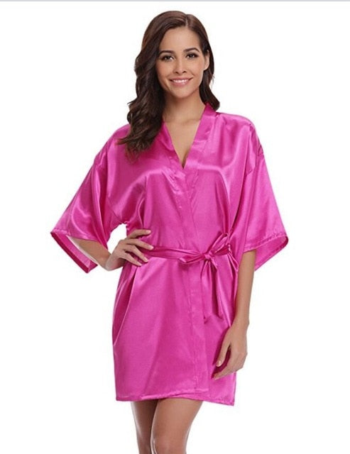 New Silk Kimono Robe Bathrobe Women Silk Bridesmaid Robes