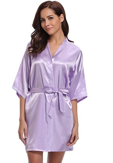 New Silk Kimono Robe Bathrobe Women Silk Bridesmaid Robes