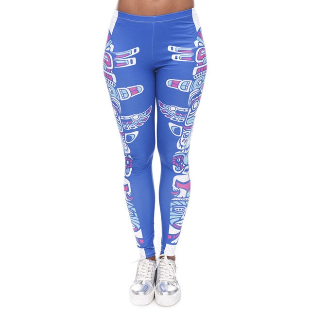 Brands Women Fashion Legging Aztec Round Ombre Printing legging