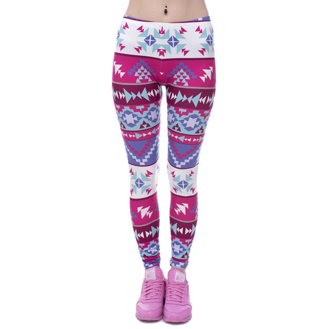 Brands Women Fashion Legging Aztec Round Ombre Printing legging