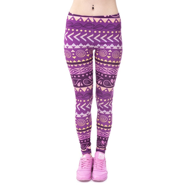 Brands Women Fashion Legging Aztec Round Ombre Printing legging