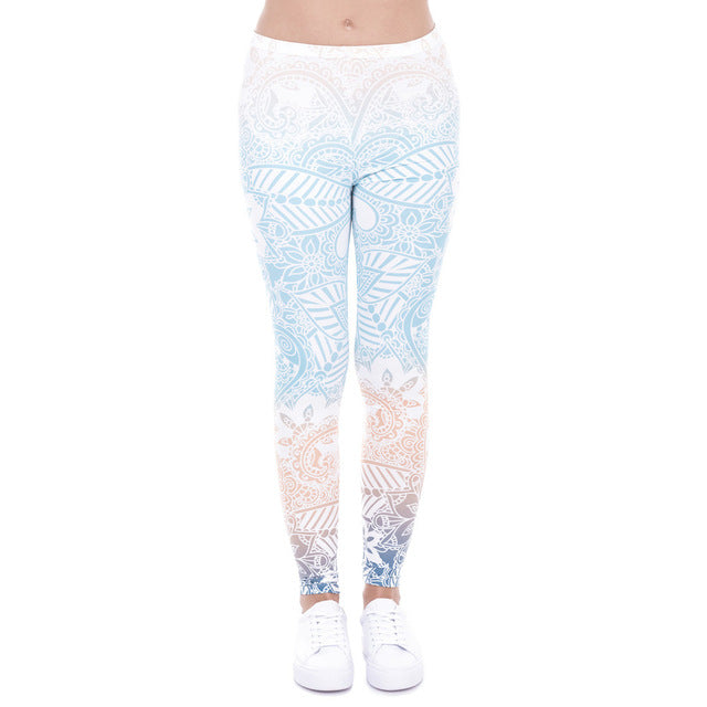 Brands Women Fashion Legging Aztec Round Ombre Printing legging