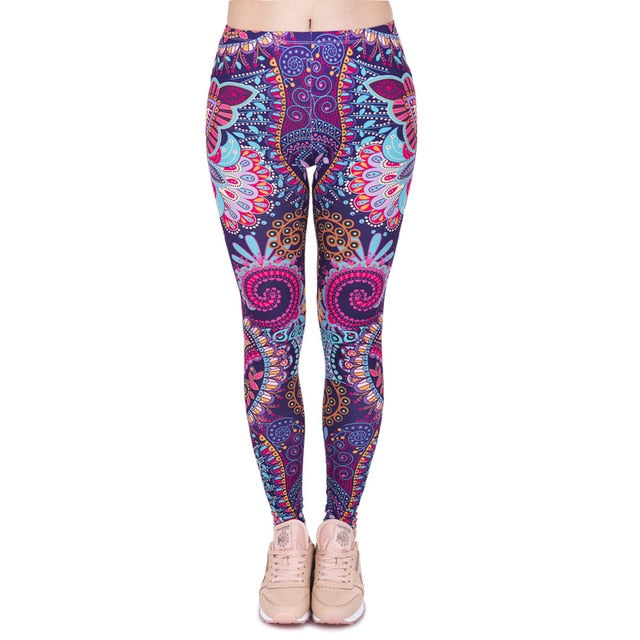Brands Women Fashion Legging Aztec Round Ombre Printing legging