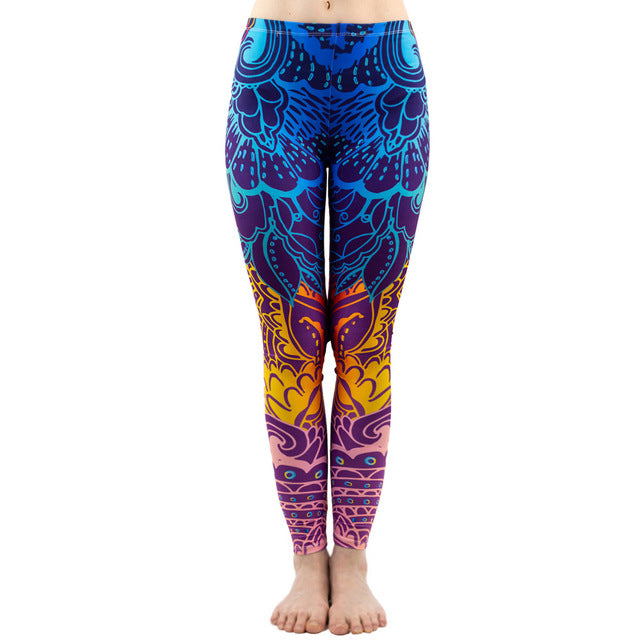 Brands Women Fashion Legging Aztec Round Ombre Printing legging