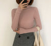 Turtleneck Ruched Women Sweater High Elastic Solid 2019 Fall Winter Fashion Sweater Women Slim Sexy Knitted Pullovers Pink White