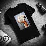 New Cotton Harajuku Aesthetics Tshirt Sexy Flowers Feather Print