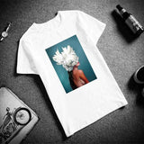 New Cotton Harajuku Aesthetics Tshirt Sexy Flowers Feather Print