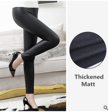 High Waist Leather Leggings for Women