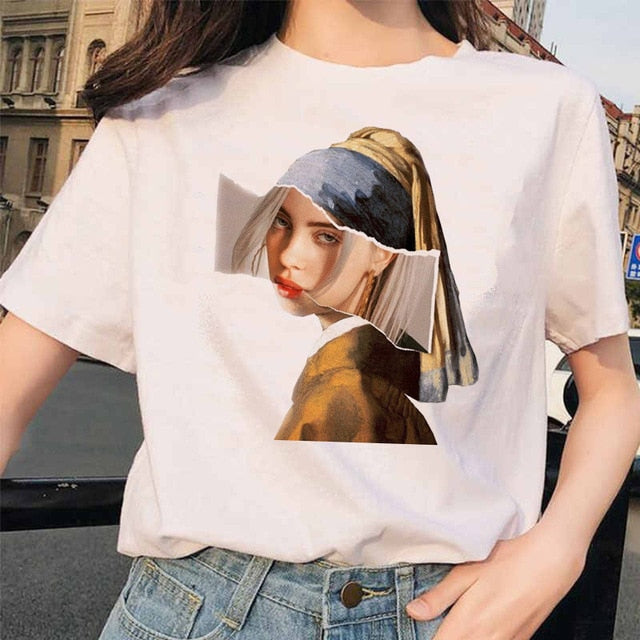 Billie Eilish t shirt ulzzang femmes femme hip hop femme vêtements t-shirt