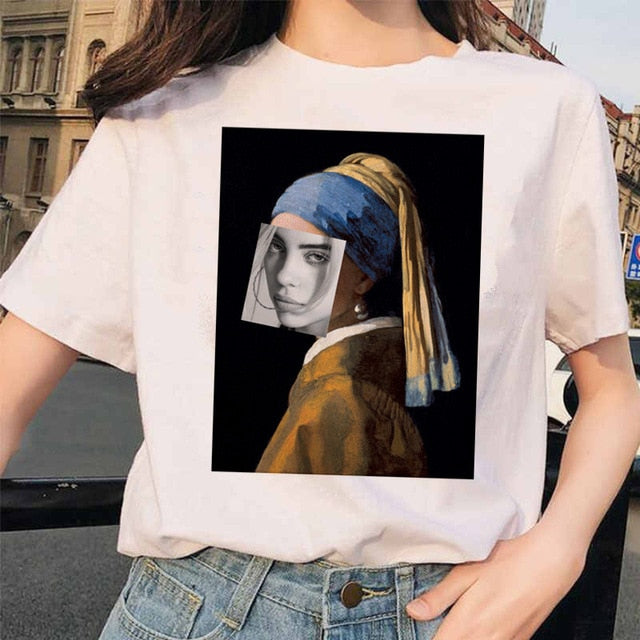 Billie Eilish t shirt ulzzang femmes femme hip hop femme vêtements t-shirt