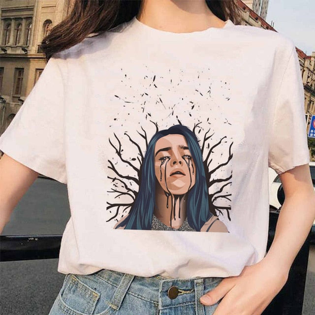 Billie Eilish t shirt ulzzang femmes femme hip hop femme vêtements t-shirt