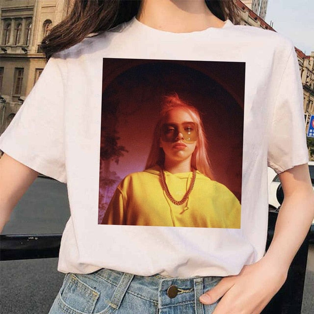 Billie Eilish t shirt ulzzang femmes femme hip hop femme vêtements t-shirt