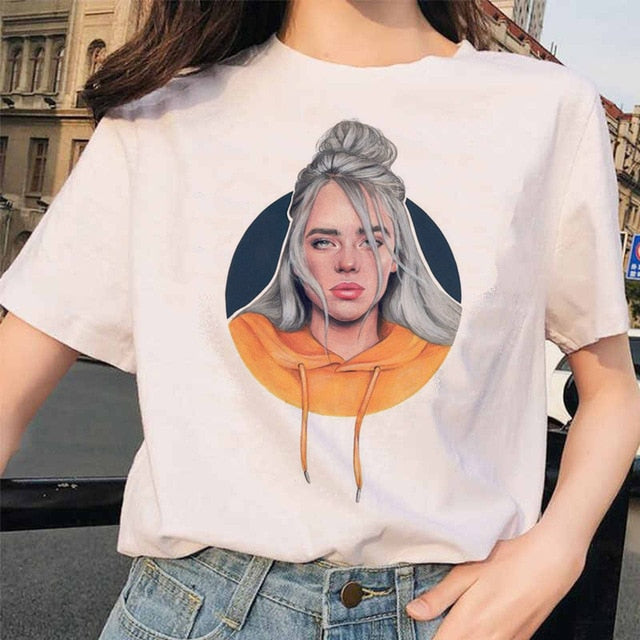 Billie Eilish t shirt ulzzang femmes femme hip hop femme vêtements t-shirt