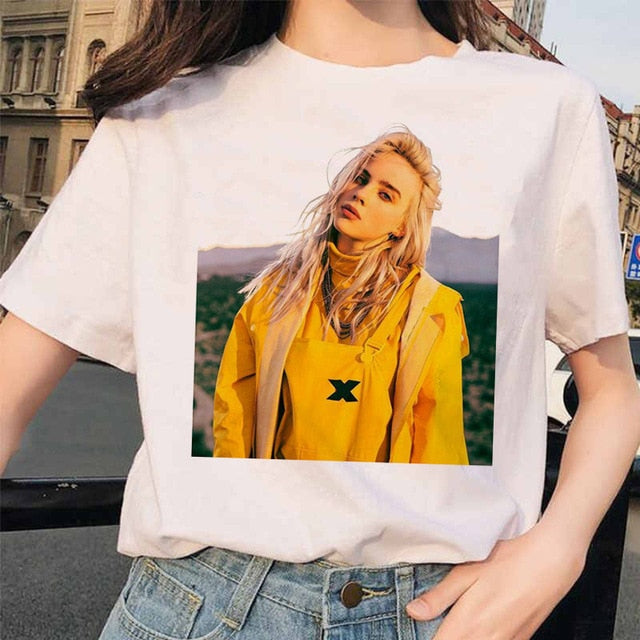 Billie Eilish t shirt ulzzang femmes femme hip hop femme vêtements t-shirt