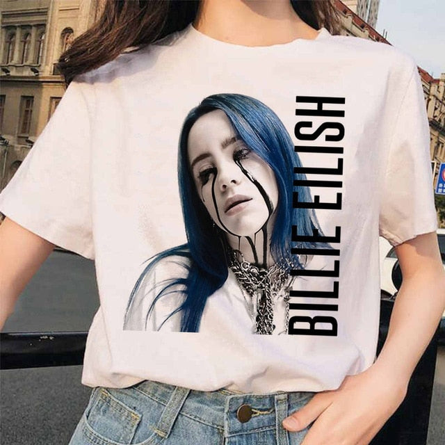 Billie Eilish t shirt ulzzang femmes femme hip hop femme vêtements t-shirt