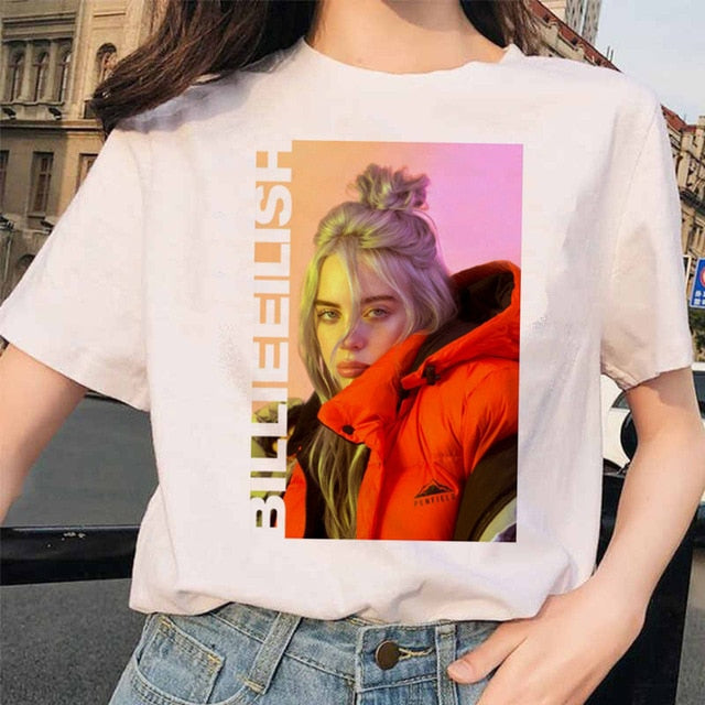 Billie Eilish t shirt ulzzang femmes femme hip hop femme vêtements t-shirt