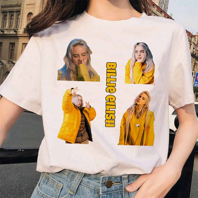 Billie Eilish t shirt ulzzang femmes femme hip hop femme vêtements t-shirt