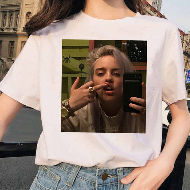 Billie Eilish t shirt ulzzang femmes femme hip hop femme vêtements t-shirt
