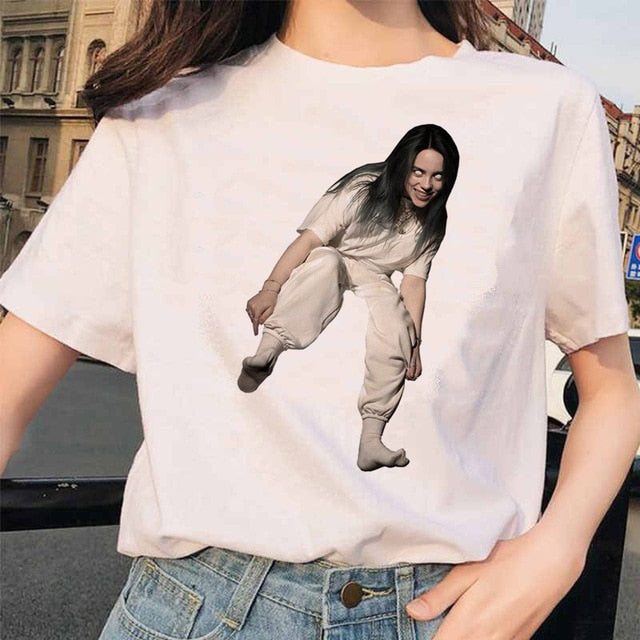 Billie Eilish t shirt ulzzang femmes femme hip hop femme vêtements t-shirt