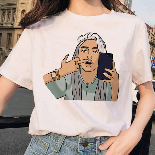 Billie Eilish t shirt ulzzang femmes femme hip hop femme vêtements t-shirt