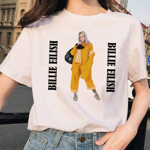 Billie Eilish t shirt ulzzang femmes femme hip hop femme vêtements t-shirt