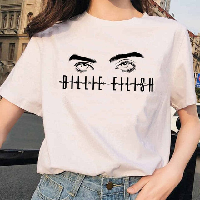 Billie Eilish t shirt ulzzang femmes femme hip hop femme vêtements t-shirt