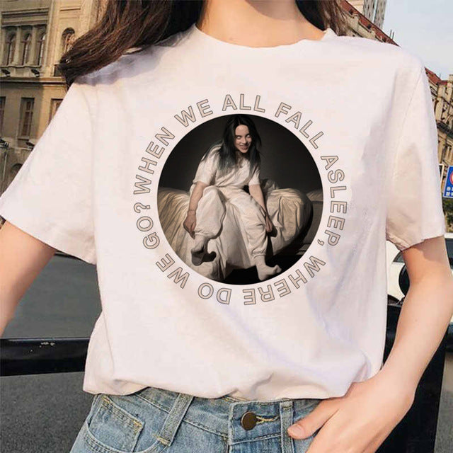 Billie Eilish t shirt ulzzang femmes femme hip hop femme vêtements t-shirt