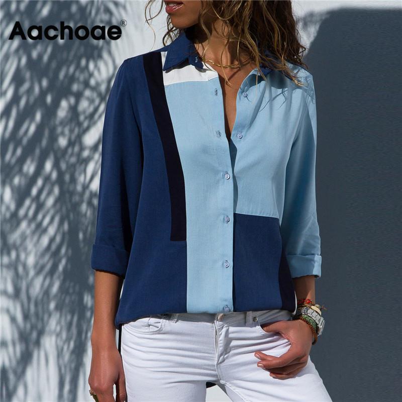 Fashion Long Sleeve Turn Down Collar Office Shirt