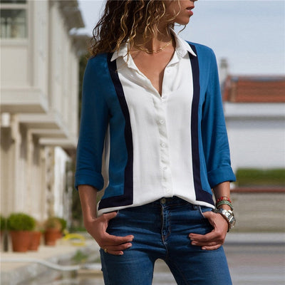 Fashion Long Sleeve Turn Down Collar Office Shirt