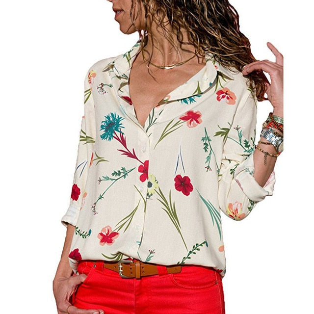 Fashion Long Sleeve Turn Down Collar Office Shirt