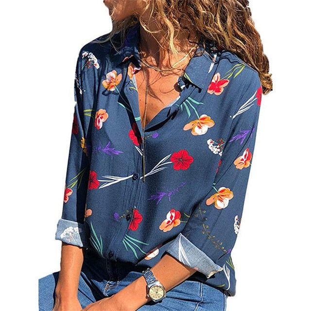 Fashion Long Sleeve Turn Down Collar Office Shirt