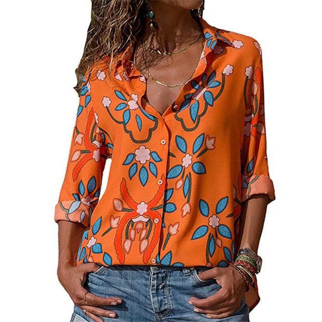 Fashion Long Sleeve Turn Down Collar Office Shirt