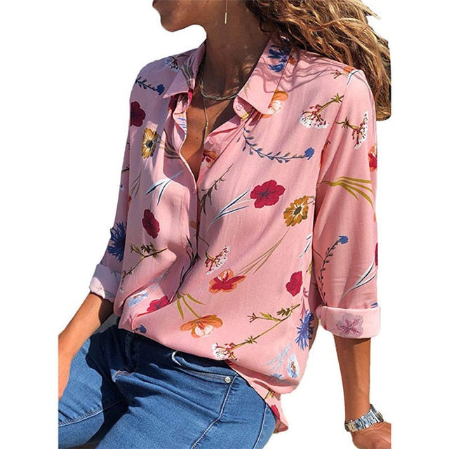Fashion Long Sleeve Turn Down Collar Office Shirt