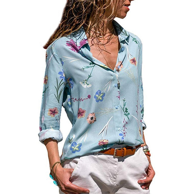 Fashion Long Sleeve Turn Down Collar Office Shirt