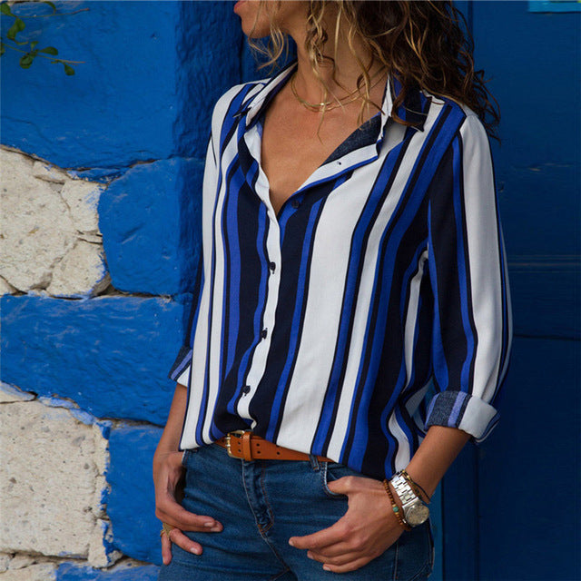 Fashion Long Sleeve Turn Down Collar Office Shirt