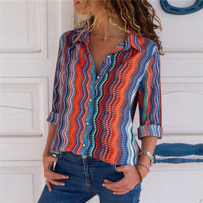 Fashion Long Sleeve Turn Down Collar Office Shirt