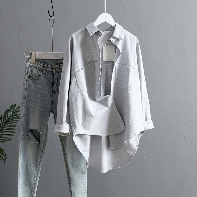 Women Summer Blouse Korean Long Sleeve