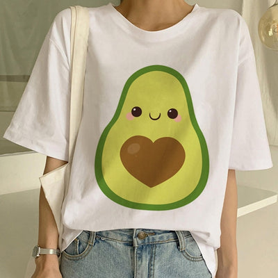 New Avocado Shirt Vegan T Shirt Women Harajuku Kawaii Short Sleeve T-shirt Vogue 90s Korean Style Tshirt Fashion Top Tees Female