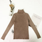 Tops de invierno, suéter de cuello alto, Jersey fino para mujer