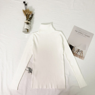 Tops de invierno, suéter de cuello alto, Jersey fino para mujer