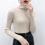 Sweater casual solid turtleneck female pullover