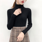 Sweater casual solid turtleneck female pullover