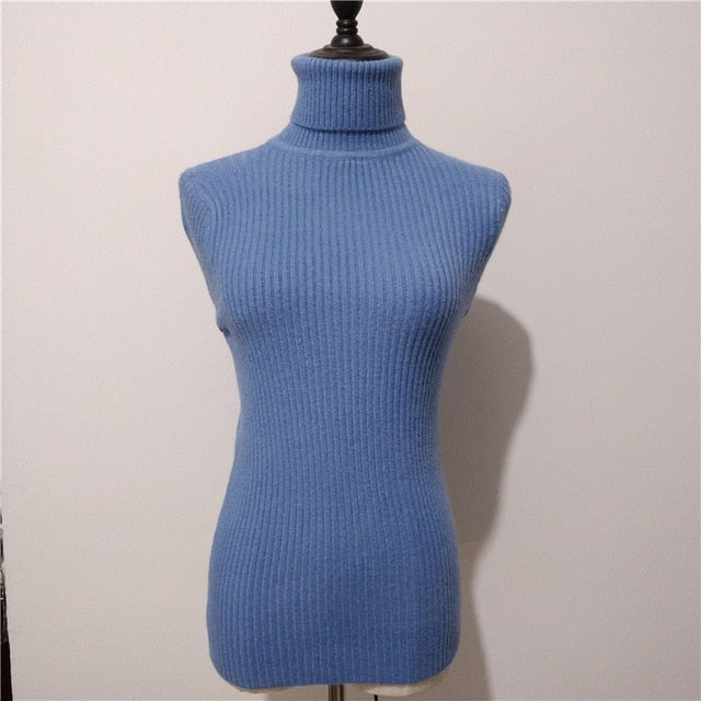 Sweater casual solid turtleneck female pullover