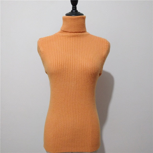 Sweater casual solid turtleneck female pullover