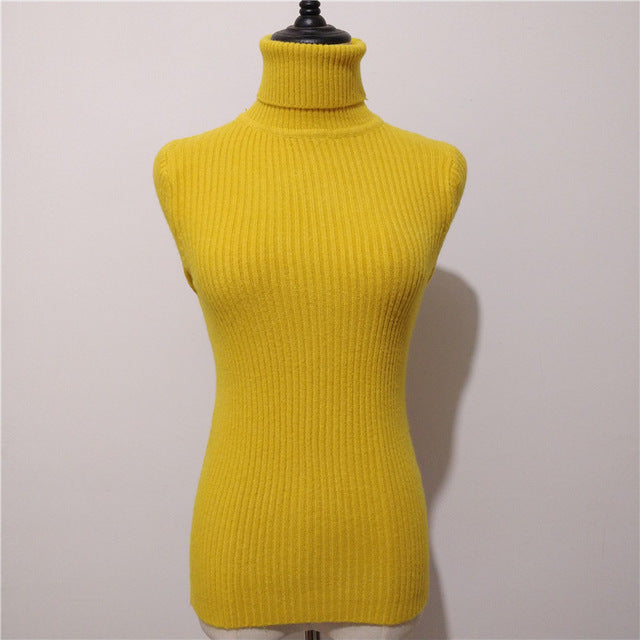 Sweater casual solid turtleneck female pullover