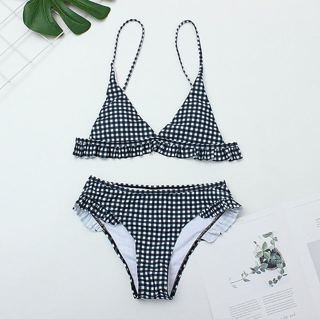 New Push Up Ruffles Padded Swimwear Bikini Hot Sale Women Bathing Suit