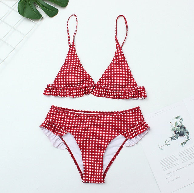 New Push Up Ruffles Padded Swimwear Bikini Hot Sale Women Bathing Suit