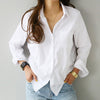 2019 primavera un bolsillo mujer camisa blanca blusa femenina Tops de manga larga Casual cuello vuelto OL estilo Mujer blusas sueltas